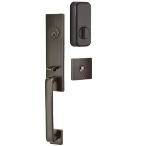 Emtek Single Cylinder Davos Handleset EMPowered Motorized Smart Lock Upgrade With Milano Lever