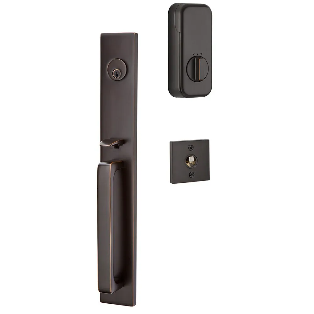 Emtek Single Cylinder Lausanne Handleset EMPowered Motorized Smart Lock Upgrade With Coventry Lever