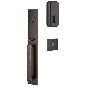 Emtek Single Cylinder Lausanne Handleset EMPowered Motorized Smart Lock Upgrade With Lowell Glass Knob