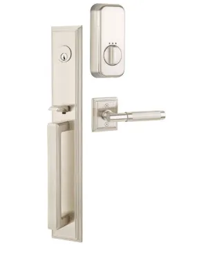 Emtek Single Cylinder Melrose Handleset EMPowered Motorized Smart Lock Upgrade With Hercules Lever