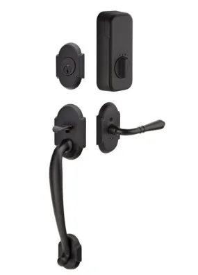 Emtek Single Cylinder Nashville Handleset EMPowered Motorized Smart Lock Upgrade With Lancaster Knob