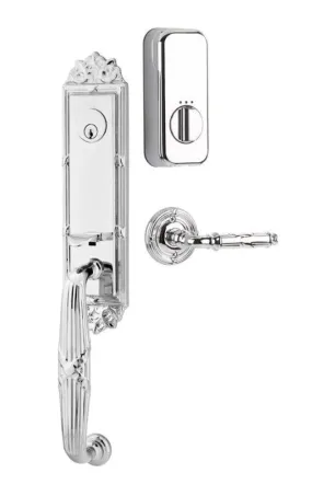 Emtek Single Cylinder Ribbon & Reed Handleset EMPowered Motorized Smart Lock Upgrade With Norwich Knob