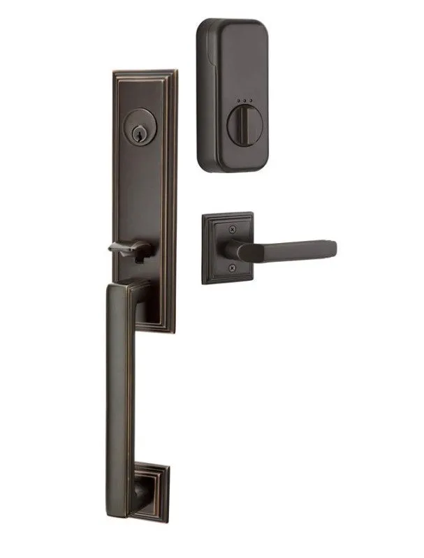 Emtek Single Cylinder Wilshire Handleset EMPowered Motorized Smart Lock Upgrade With Argos Lever