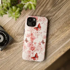 Floral Butterfly iPhone Case, Elegant Pink Blossoms and Butterflies Phone Cover, Nature-Inspired Protective Case for iPhone Models, Tough iPhone Case