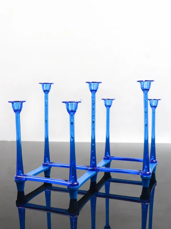 Foldable Glass Stand & Candle Stand Dark Blue