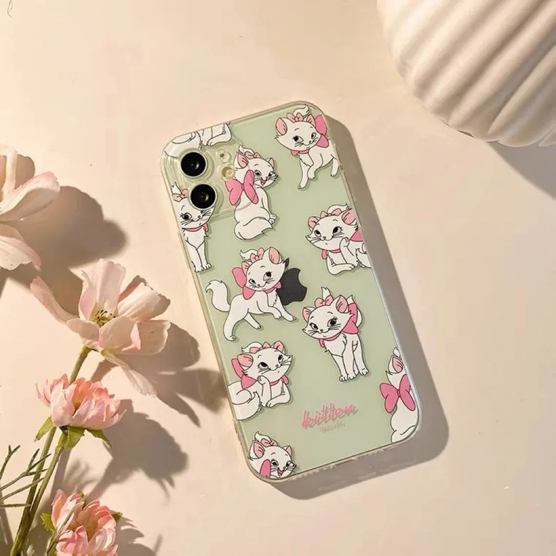 Full Marie White Cat iPhone Case 6 7 8 PLUS SE2 XS XR X 11 12 13 14 15 Pro Promax 12mini 13mini