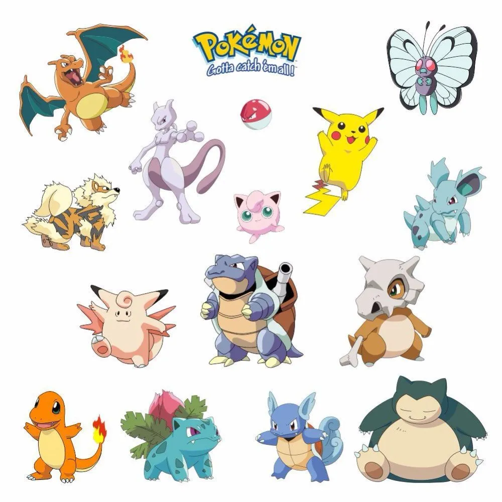 GADGETS WRAP Pokemon Fab Wall Decal for Home or Office Vinyl Wall Sticker (Multicolour), Pack of 1