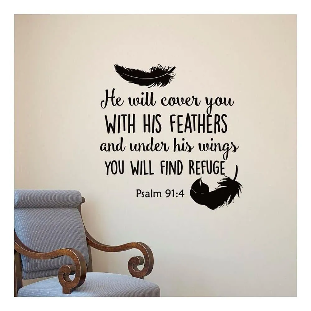 GADGETS WRAP Psalm 91-4 He Will Cover Your Bible Wall Decoration Decal Sticker