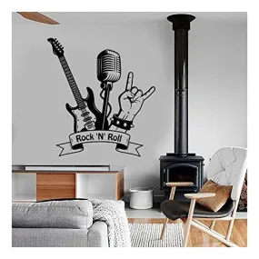 GADGETS WRAP Rock "N" Roll Wall Decal Music Rock Guitar Microphone Bar Music Room Interior Decor Vinyl Wall Sticker Wall Decoration Decal Sticker