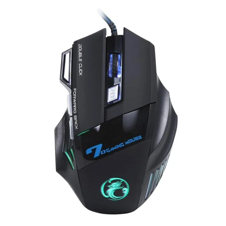 High-Precision 7-Button Wired Optical Gaming Mouse with 5000 DPI and Scroll Wheel for PC and Laptop