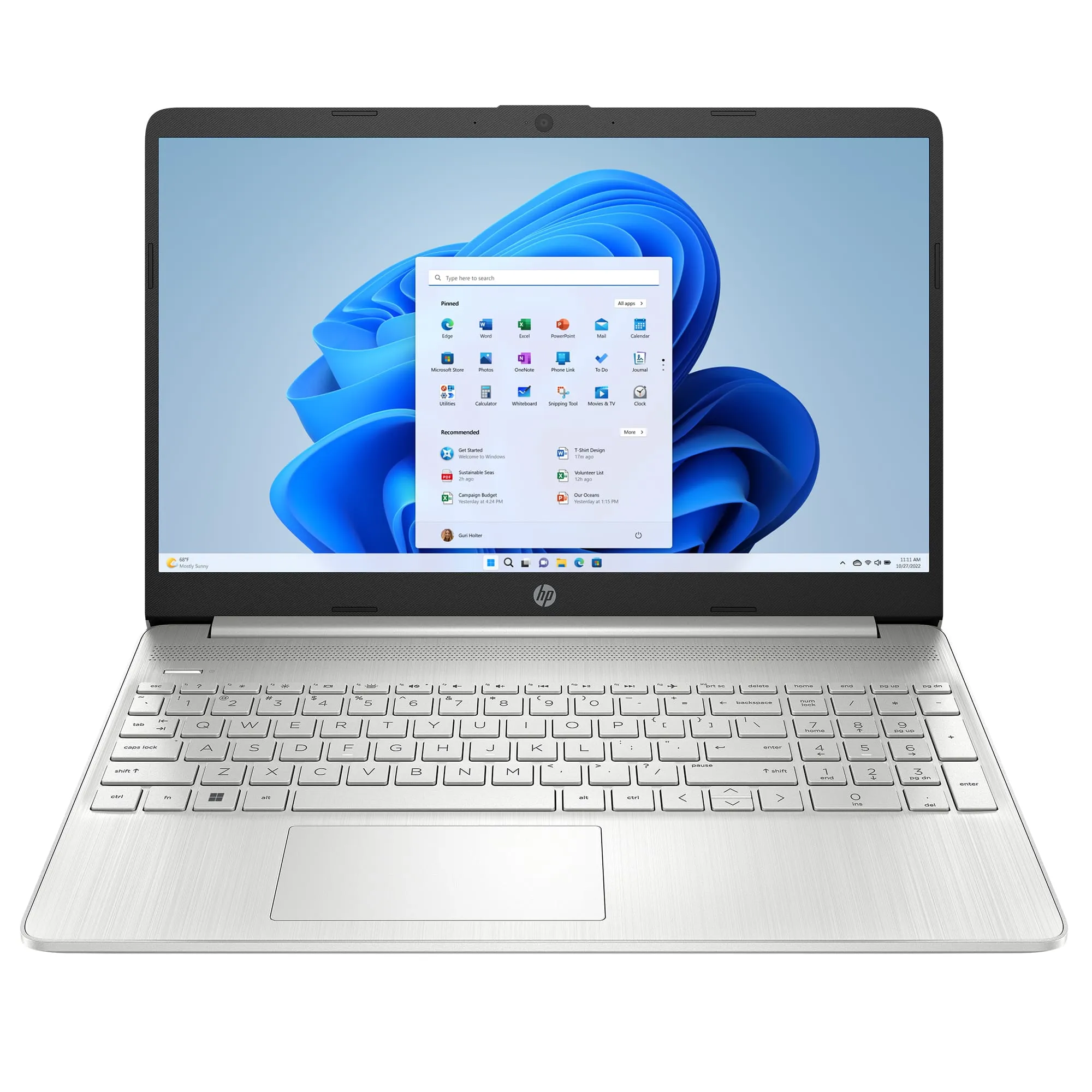 HP 15-dy5113dx 15.6" HD Touchscreen i3-1215U 1.2GHz Intel UHD Graphics 8GB RAM 128GB SSD Win 11 Home Natural Silver