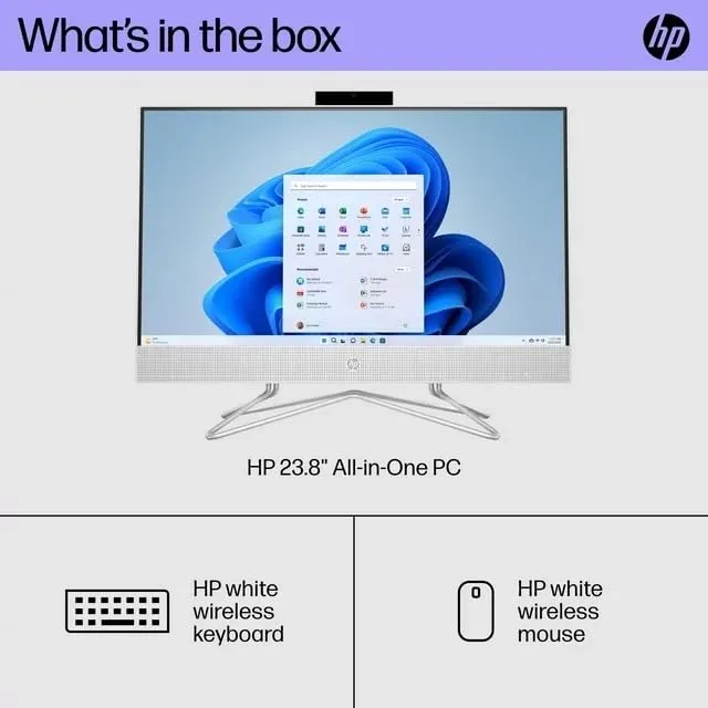 HP 24-df1053w 23.8" FHD Touchscreen i3-1115G4 2.9GHz Intel UHD Graphics 8GB RAM 256GB SSD Win 11 Home Snow White