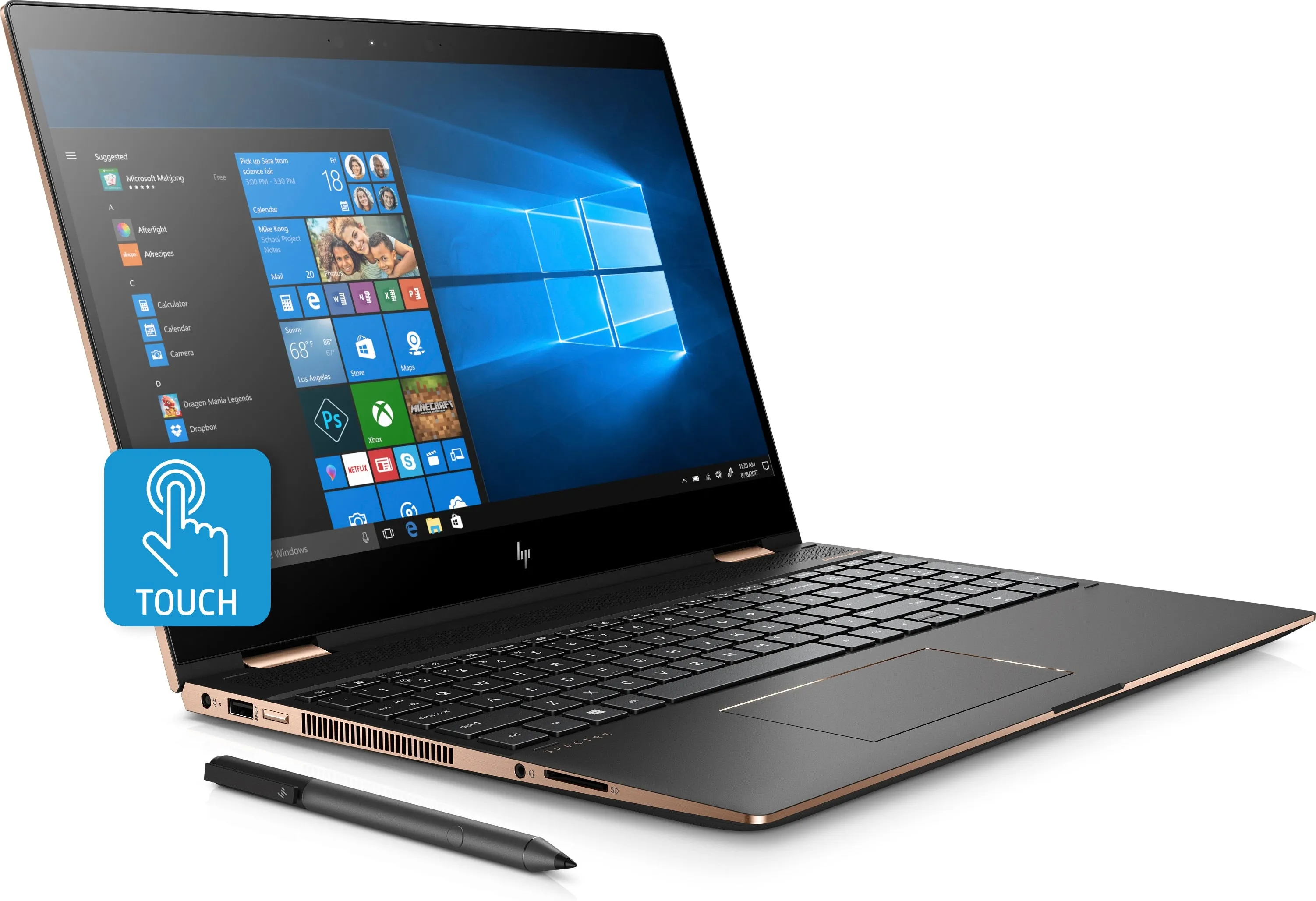 HP Spectre x360 15-ch011nr 15.6" 4K Touch Notebook, Intel Core i7, 1.80GHz, 16GB RAM, 512GB SSD, Windows 10 Home - 3MU06UA#ABA (Certified Refurbished)