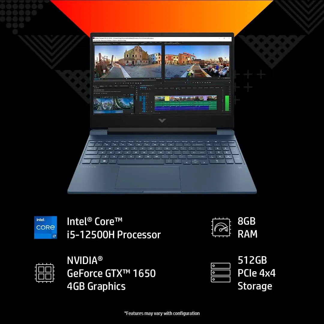 HP VICTUS 15-FA0165TX [CI5-12450H 12TH GEN/8GB DDR4/512GB SSD/NO DVD/WIN11 HOME MSO/15.6 INCH/4GB GRAPHICS GTX 1650/1 YEAR/BLUE]