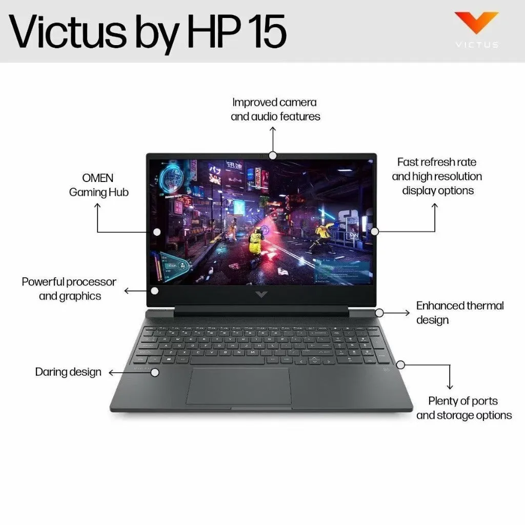 HP Victus 15-fa1231/32TX 15.6" FHD 144Hz Gaming Laptop (Intel® Core™ i5-12450H | 8GB | 512GB SSD | GeForce RTX™ 4050)