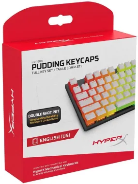 HyperX Pudding Keycaps - Double Shot PBT Keycap Set with Translucent Layer, for Mechanical Keyboards, Full 104 Key Set, OEM Profile, English (US) Layout - White