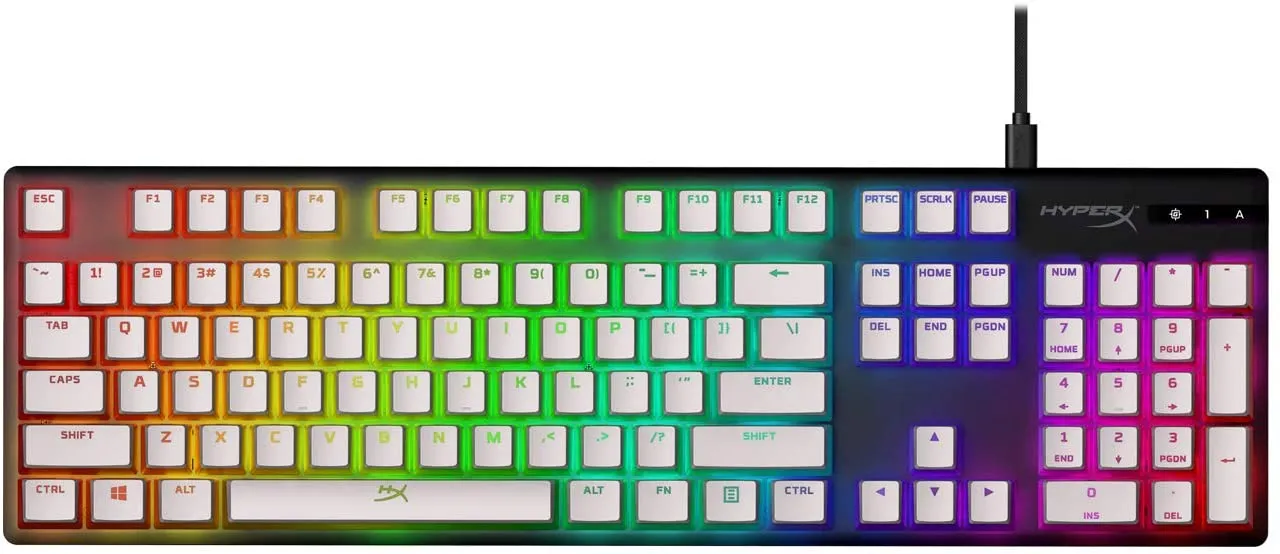 HyperX Pudding Keycaps - Double Shot PBT Keycap Set with Translucent Layer, for Mechanical Keyboards, Full 104 Key Set, OEM Profile, English (US) Layout - White