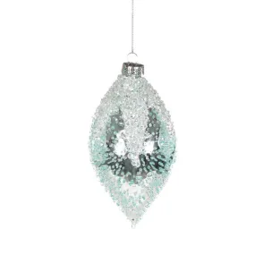 Iced Aqua Glass Ornament - Double Point