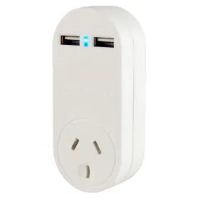 Jackson Vertical 2 Outlet USB Charger- White