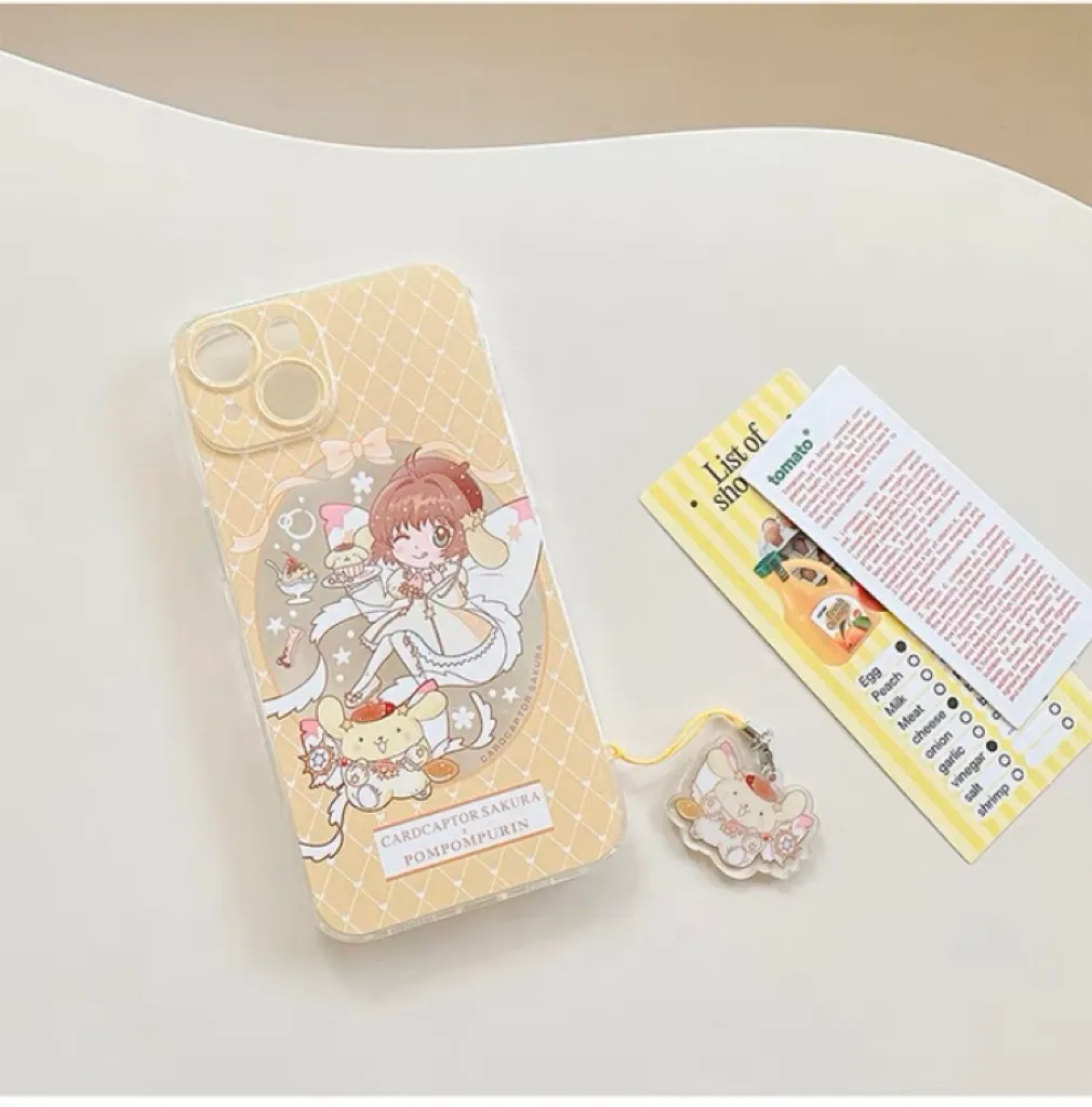 Japanese Cartoon CardCaptorSakura Cafe Maid Laser Version with KU CN PN iPhone Case 6 7 8 PLUS SE2 XS XR X 11 12 13 14 15 Pro Promax 12mini 13mini