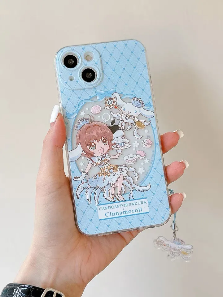 Japanese Cartoon CardCaptorSakura Cafe Maid Laser Version with KU CN PN iPhone Case 6 7 8 PLUS SE2 XS XR X 11 12 13 14 15 Pro Promax 12mini 13mini