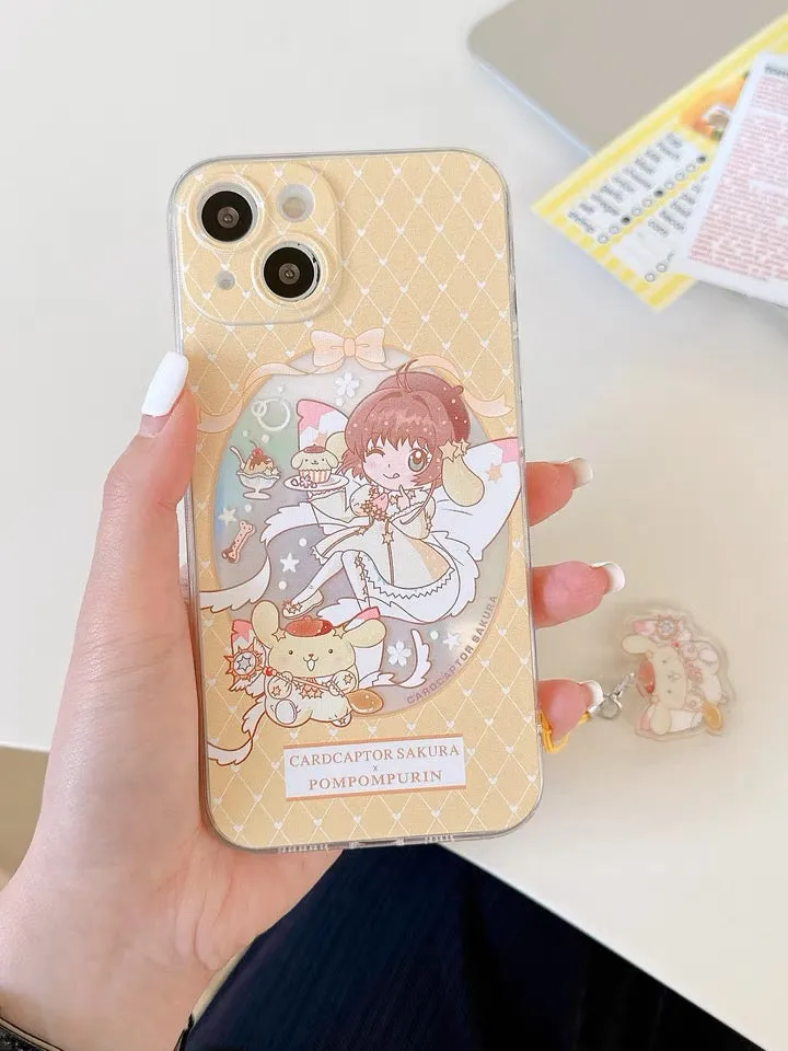 Japanese Cartoon CardCaptorSakura Cafe Maid Laser Version with KU CN PN iPhone Case 6 7 8 PLUS SE2 XS XR X 11 12 13 14 15 Pro Promax 12mini 13mini