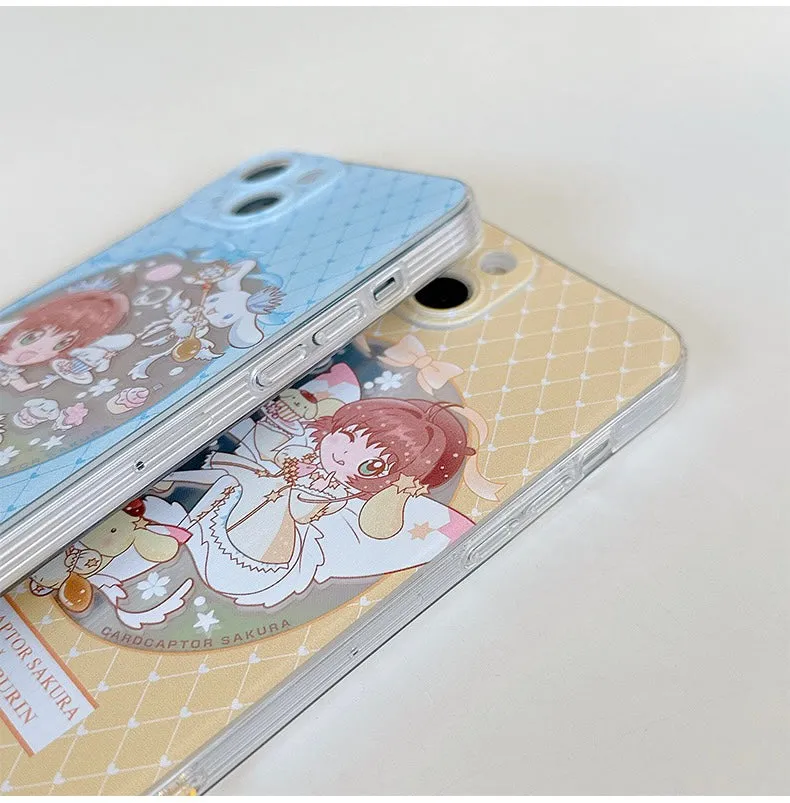 Japanese Cartoon CardCaptorSakura Cafe Maid Laser Version with KU CN PN iPhone Case 6 7 8 PLUS SE2 XS XR X 11 12 13 14 15 Pro Promax 12mini 13mini