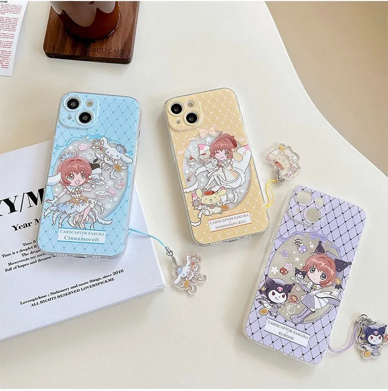 Japanese Cartoon CardCaptorSakura Cafe Maid Laser Version with KU CN PN iPhone Case 6 7 8 PLUS SE2 XS XR X 11 12 13 14 15 Pro Promax 12mini 13mini