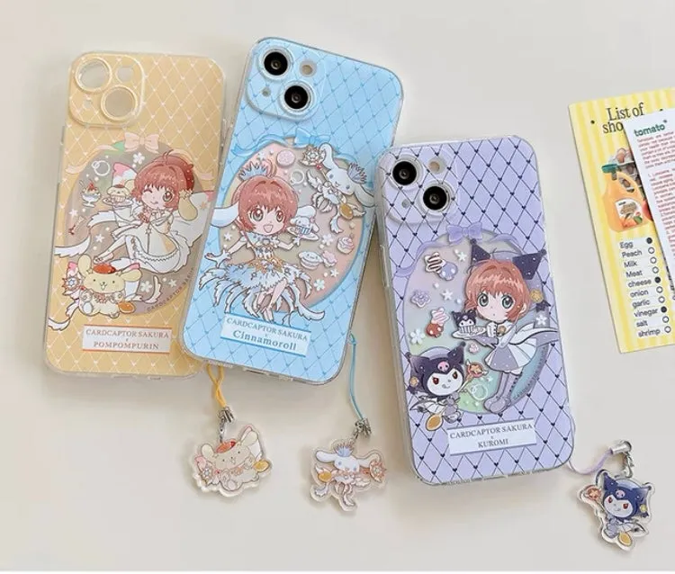 Japanese Cartoon CardCaptorSakura Cafe Maid Laser Version with KU CN PN iPhone Case 6 7 8 PLUS SE2 XS XR X 11 12 13 14 15 Pro Promax 12mini 13mini