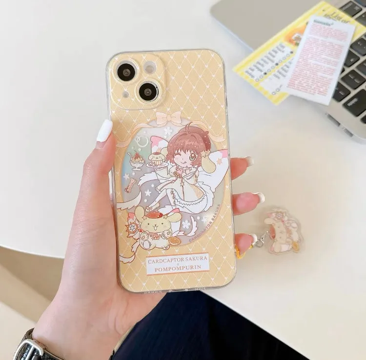 Japanese Cartoon CardCaptorSakura Cafe Maid Laser Version with KU CN PN iPhone Case 6 7 8 PLUS SE2 XS XR X 11 12 13 14 15 Pro Promax 12mini 13mini