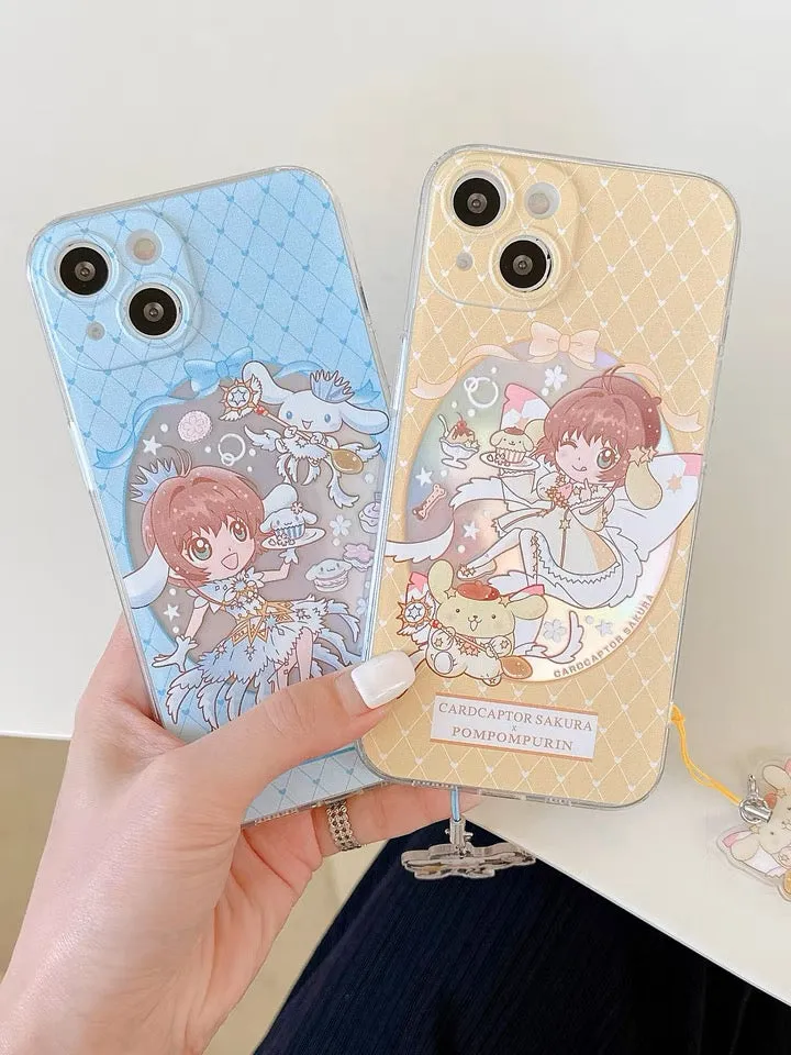 Japanese Cartoon CardCaptorSakura Cafe Maid Laser Version with KU CN PN iPhone Case 6 7 8 PLUS SE2 XS XR X 11 12 13 14 15 Pro Promax 12mini 13mini