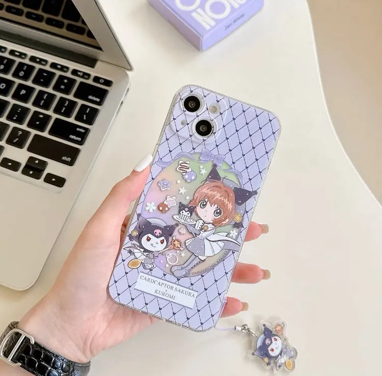 Japanese Cartoon CardCaptorSakura Cafe Maid Laser Version with KU CN PN iPhone Case 6 7 8 PLUS SE2 XS XR X 11 12 13 14 15 Pro Promax 12mini 13mini