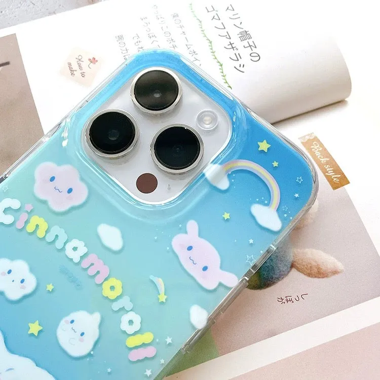 Japanese Cartoon Cinnamoroll Rainbow Sky iPhone Case 14 15 Pro Promax