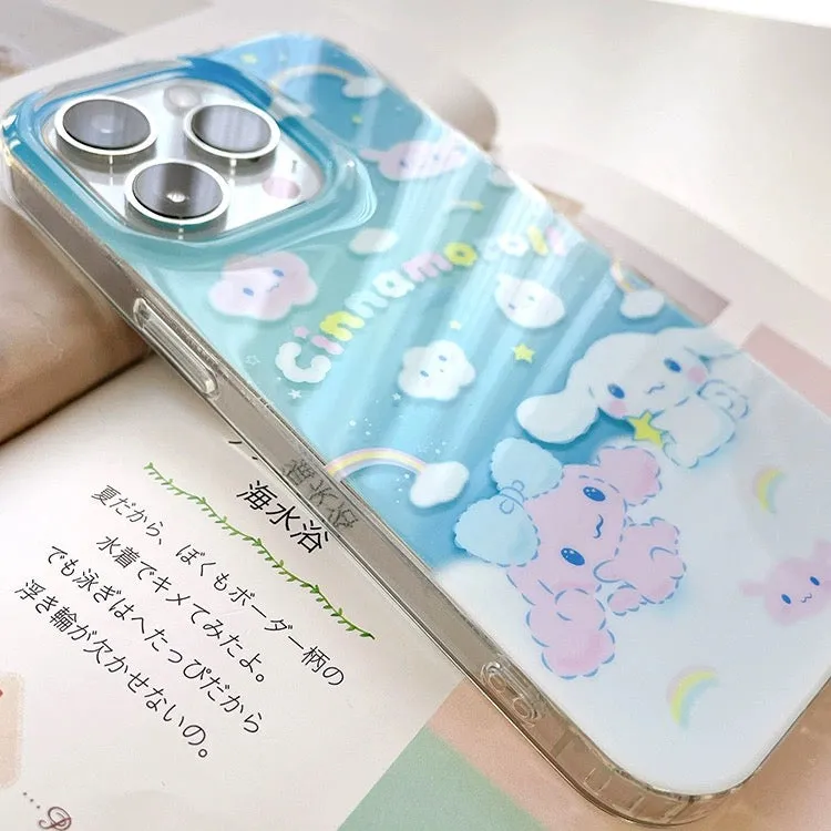 Japanese Cartoon Cinnamoroll Rainbow Sky iPhone Case 14 15 Pro Promax