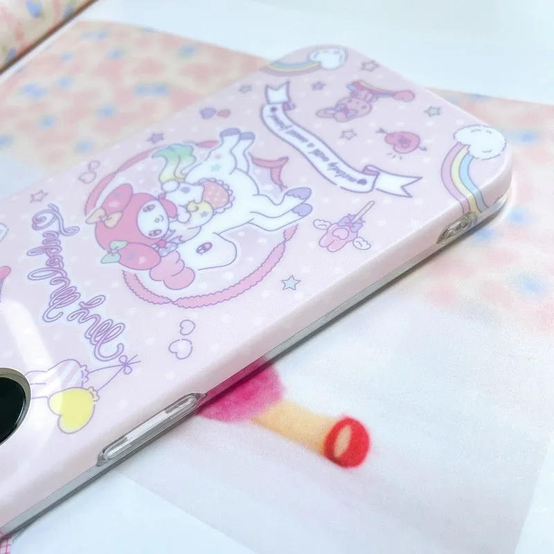 Japanese Cartoon My Melody with White Horse Pastel Matt iPhone Case 11 12 13 14 Pro Promax