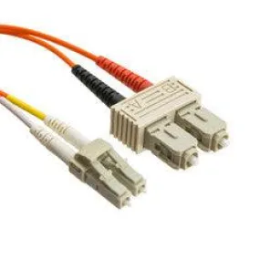 LC/UPC to SC/UPC OM3 Duplex 2.0mm Fiber Optic Patch Cord, OFNR, Multimode 50/125, Aqua Jacket, Beige Connector, 20 meter (65.6 ft)