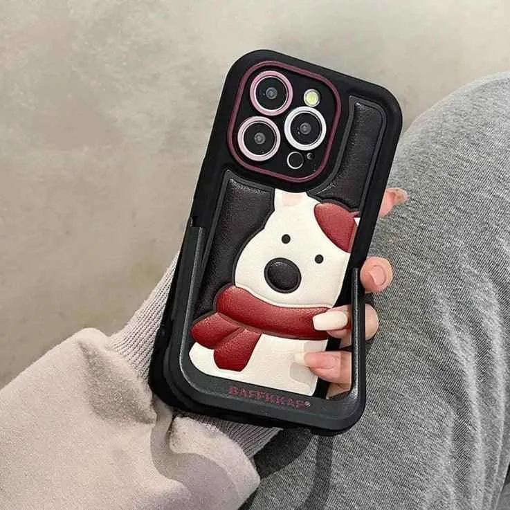 Leather Funny Penguin Puppy - Cute Phone Case ICPC For iPhone 15 Pro Max, 14, 13, 11, 12, or 15 Plus