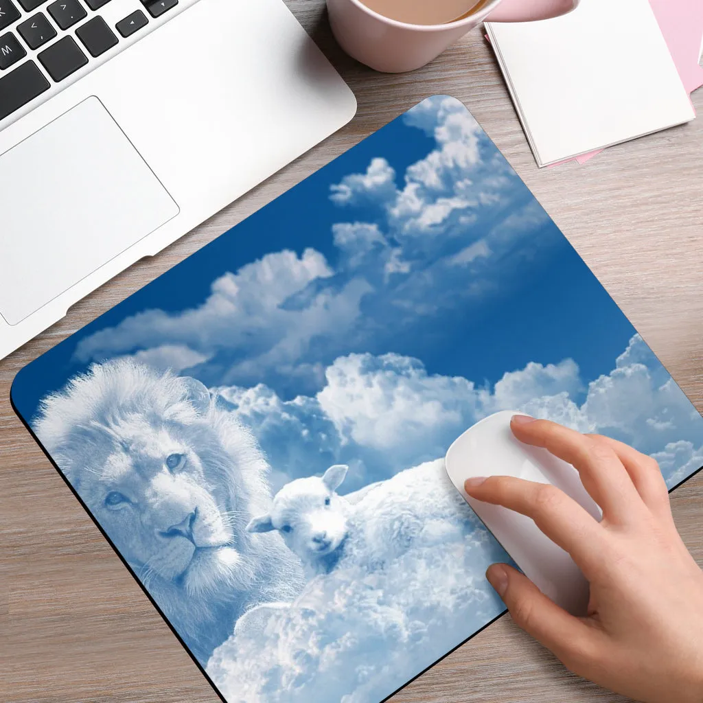 Lion and The Lamb In the Clouds Mousepad