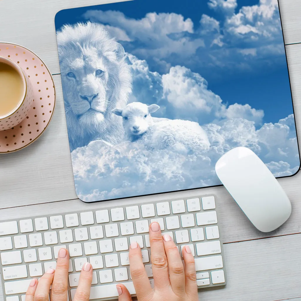 Lion and The Lamb In the Clouds Mousepad