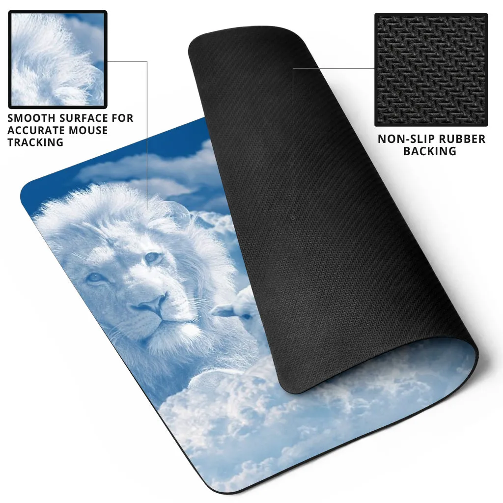 Lion and The Lamb In the Clouds Mousepad