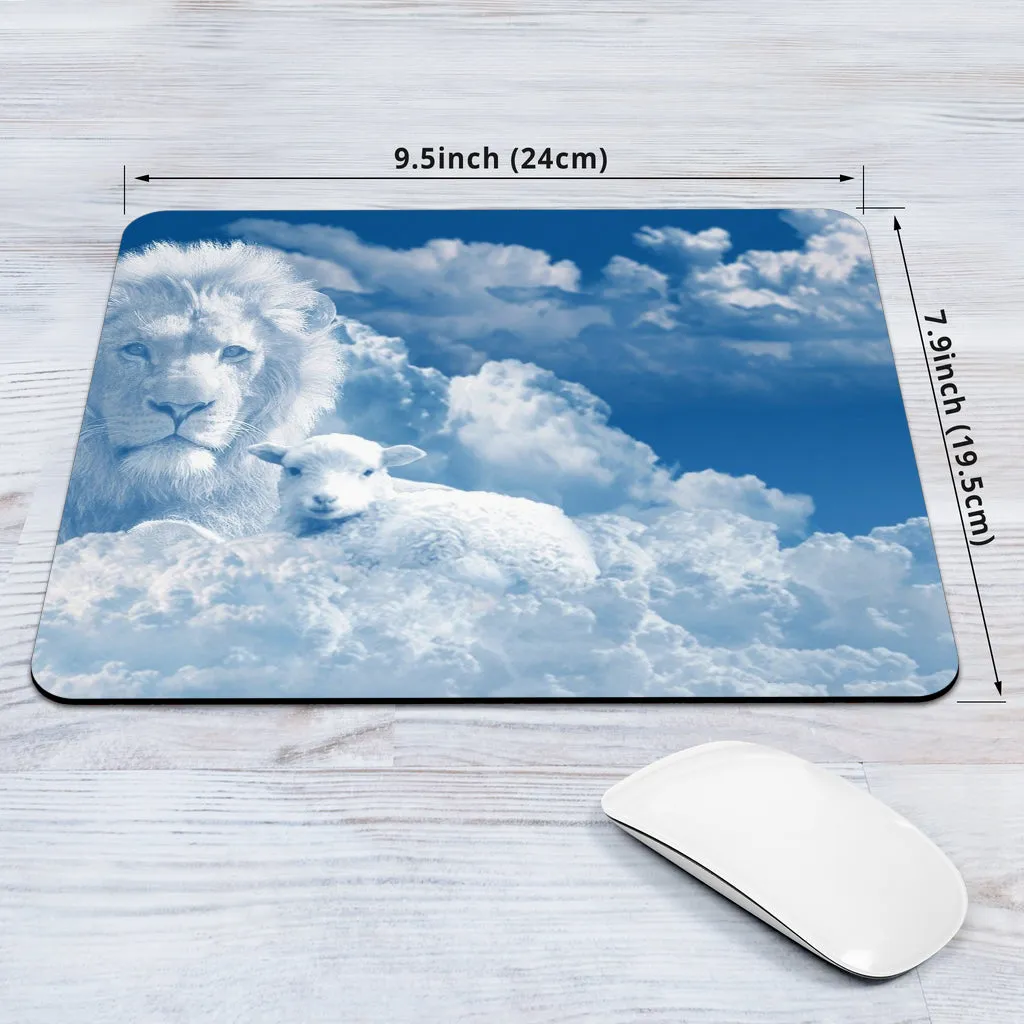 Lion and The Lamb In the Clouds Mousepad