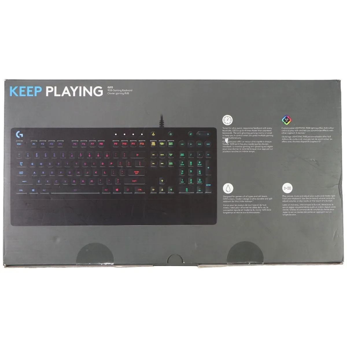 Logitech G213 Wired RGB Gaming Keyboard with Dedicated Media Controls - Black