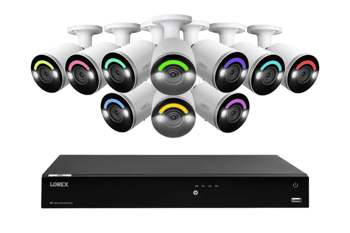 Lorex Fusion Series 4K 16 Camera Capable (Wired or Fusion Wi-Fi) 4TB Wired NVR System with H12 Wired 4K IP Bullet Cameras