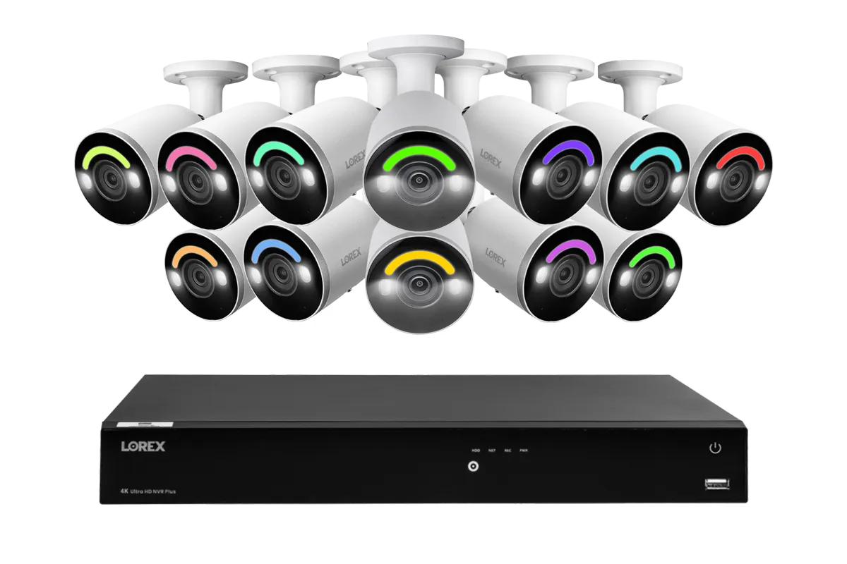 Lorex Fusion Series 4K 16 Camera Capable (Wired or Fusion Wi-Fi) 4TB Wired NVR System with H12 Wired 4K IP Bullet Cameras