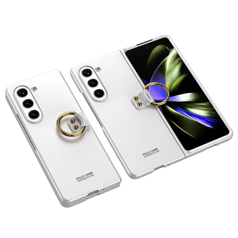 Luxury Matte Skin-friendly Ultra Thin Ring Folding Shockproof Protection Hard Phone Case For Samsung Galaxy Z Fold 5