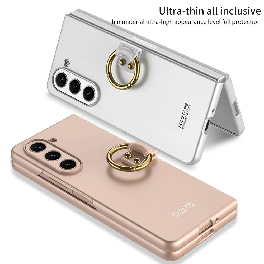 Luxury Matte Skin-friendly Ultra Thin Ring Folding Shockproof Protection Hard Phone Case For Samsung Galaxy Z Fold 5