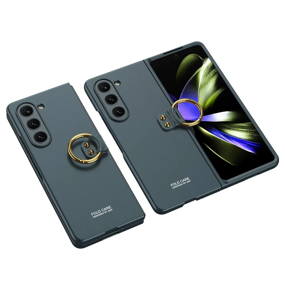 Luxury Matte Skin-friendly Ultra Thin Ring Folding Shockproof Protection Hard Phone Case For Samsung Galaxy Z Fold 5