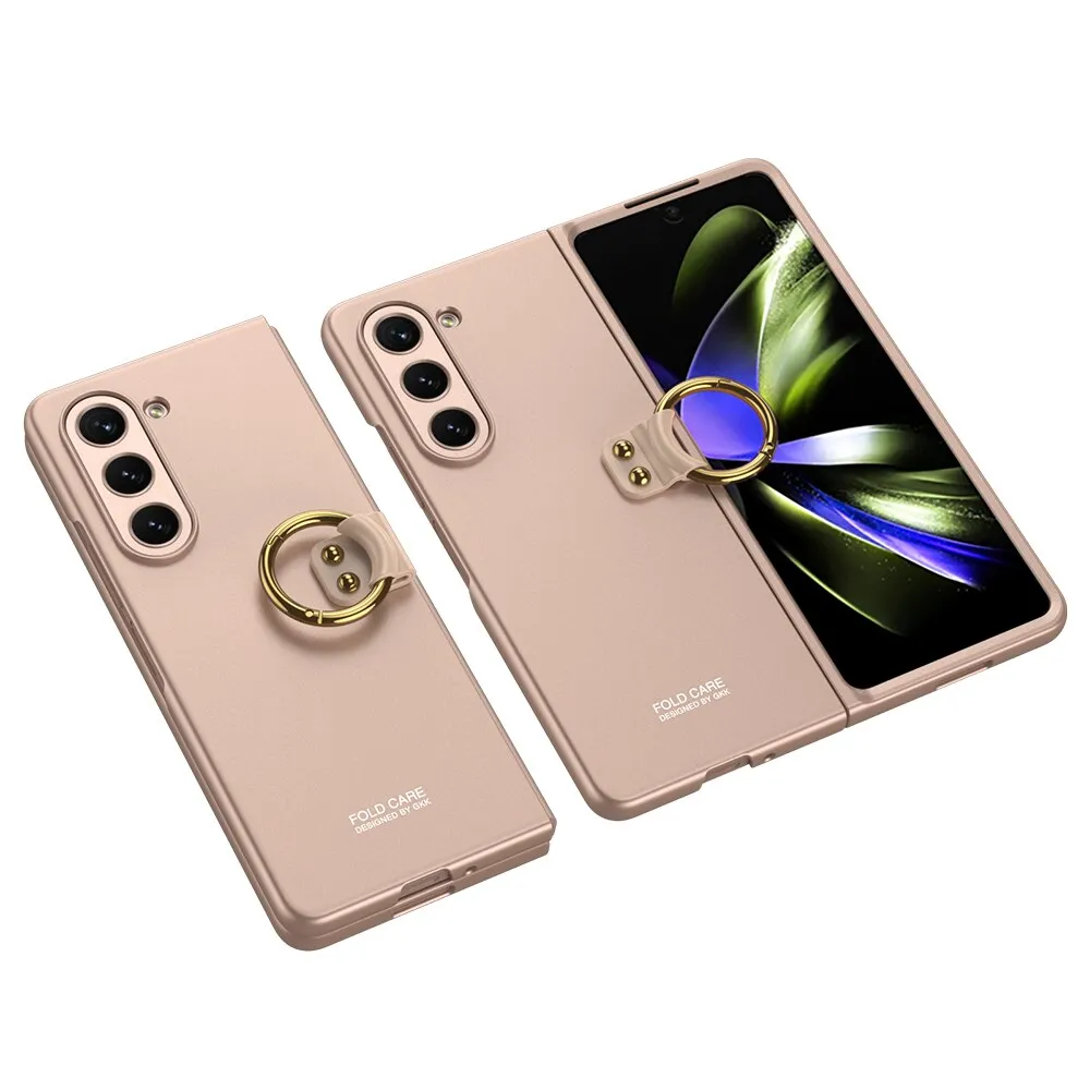 Luxury Matte Skin-friendly Ultra Thin Ring Folding Shockproof Protection Hard Phone Case For Samsung Galaxy Z Fold 5