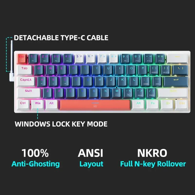 Machenike Mini Mechanical Gaming Keyboard: Compact RGB Backlit Keys