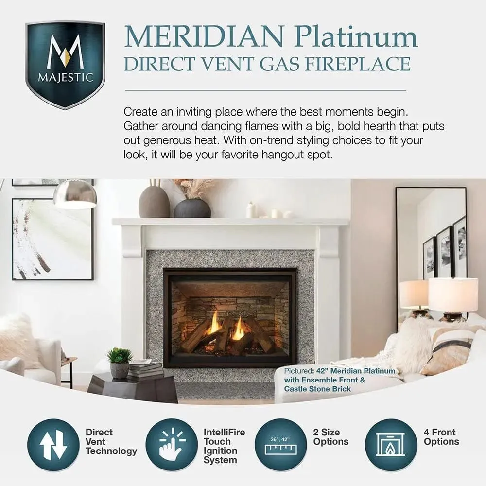 Majestic Meridian Platinum 42" Direct Vent Gas Fireplace MERIDPLA42